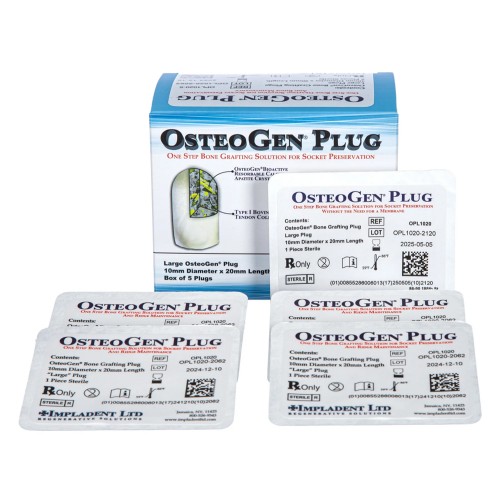 OsteoGen Plug Bone Graft for Socket Preservation - Slim Size 6x25mm - (Pack of 5)